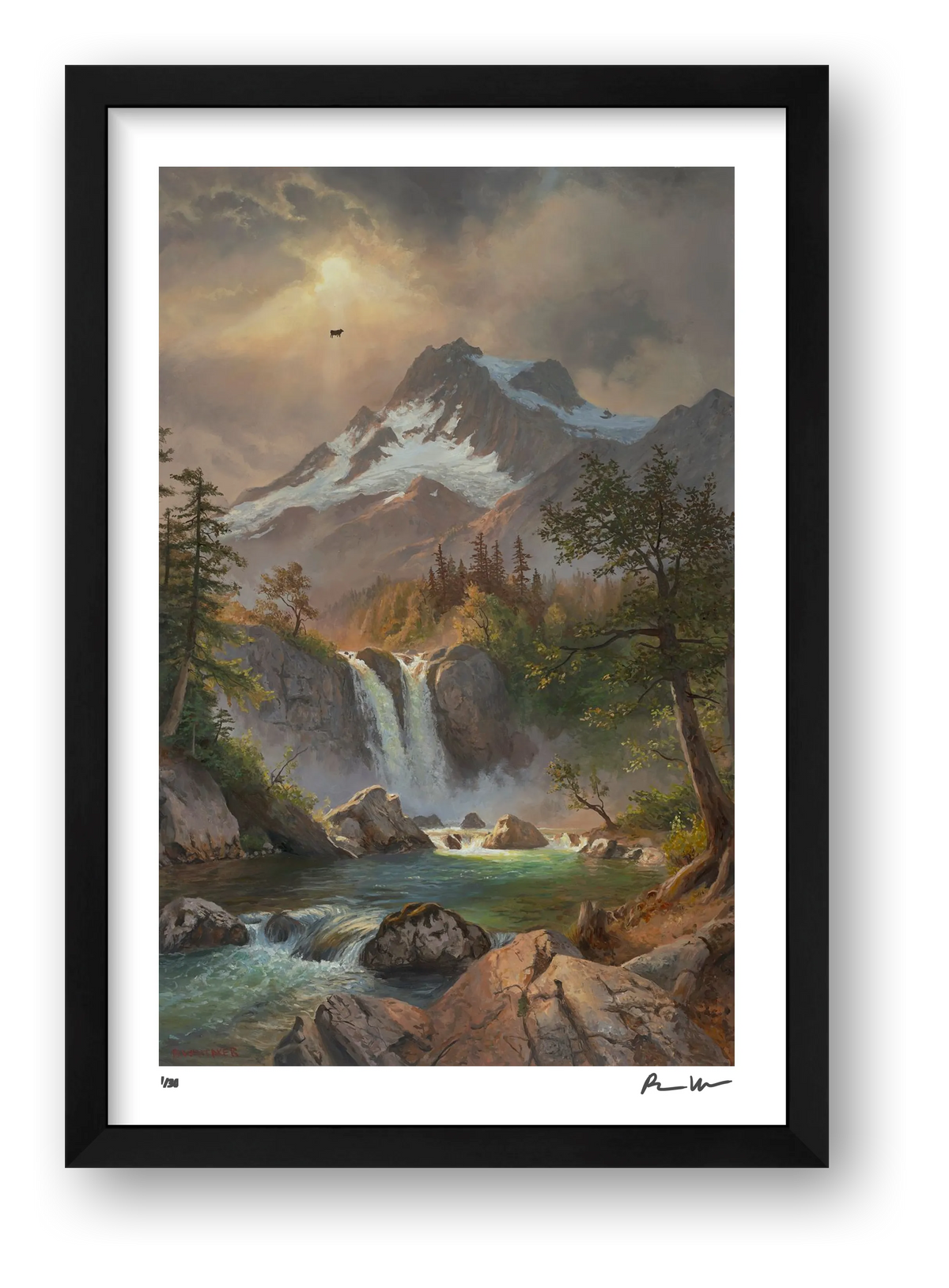 Waterfall In The Mountain — framed