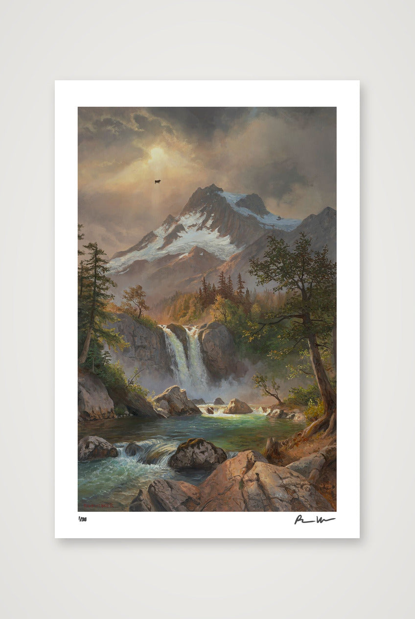 Waterfall In The Mountain — 30×45cm, 12×18" Print only
