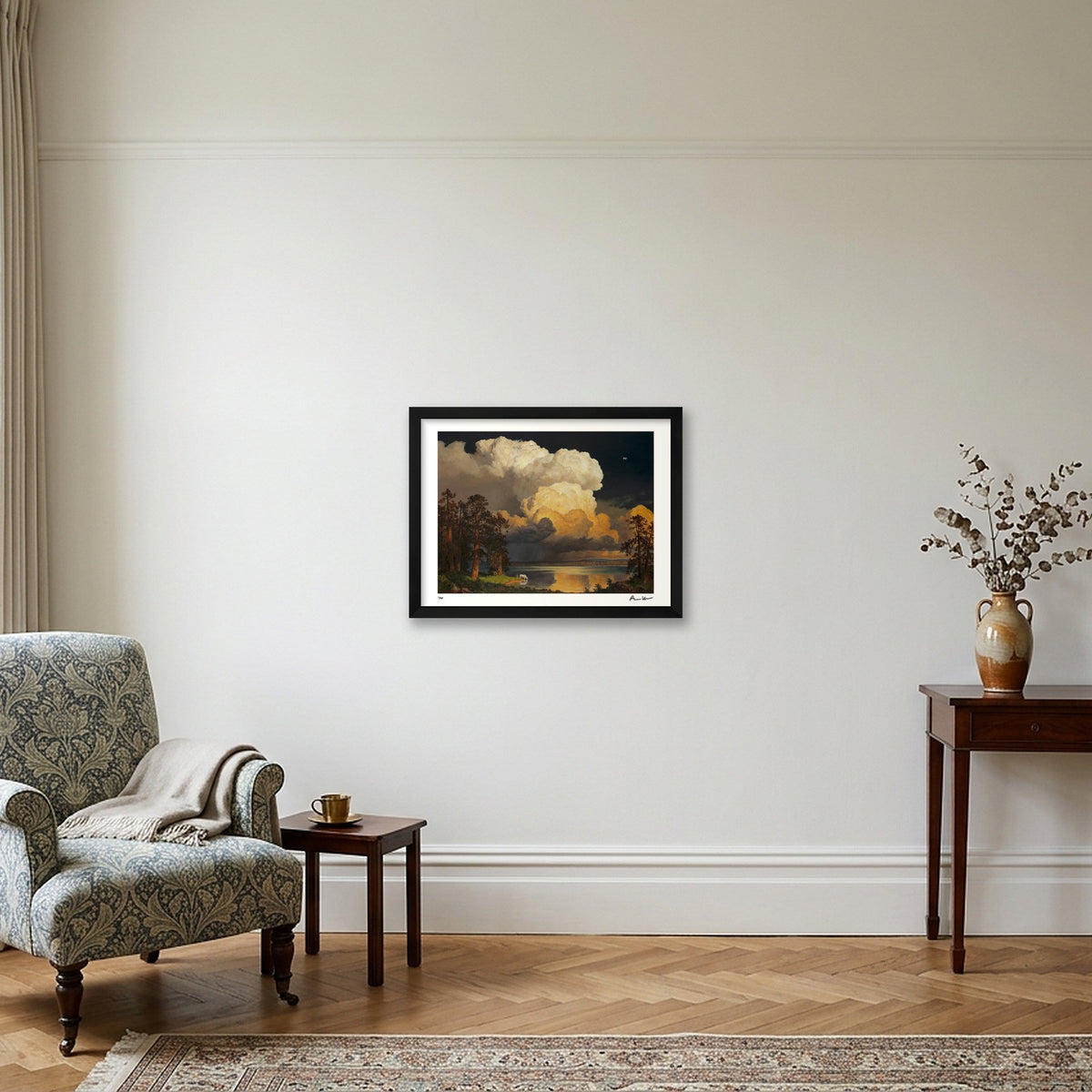 Dark Clouds Over Lake — 40×30cm, 16×12" Black Frame