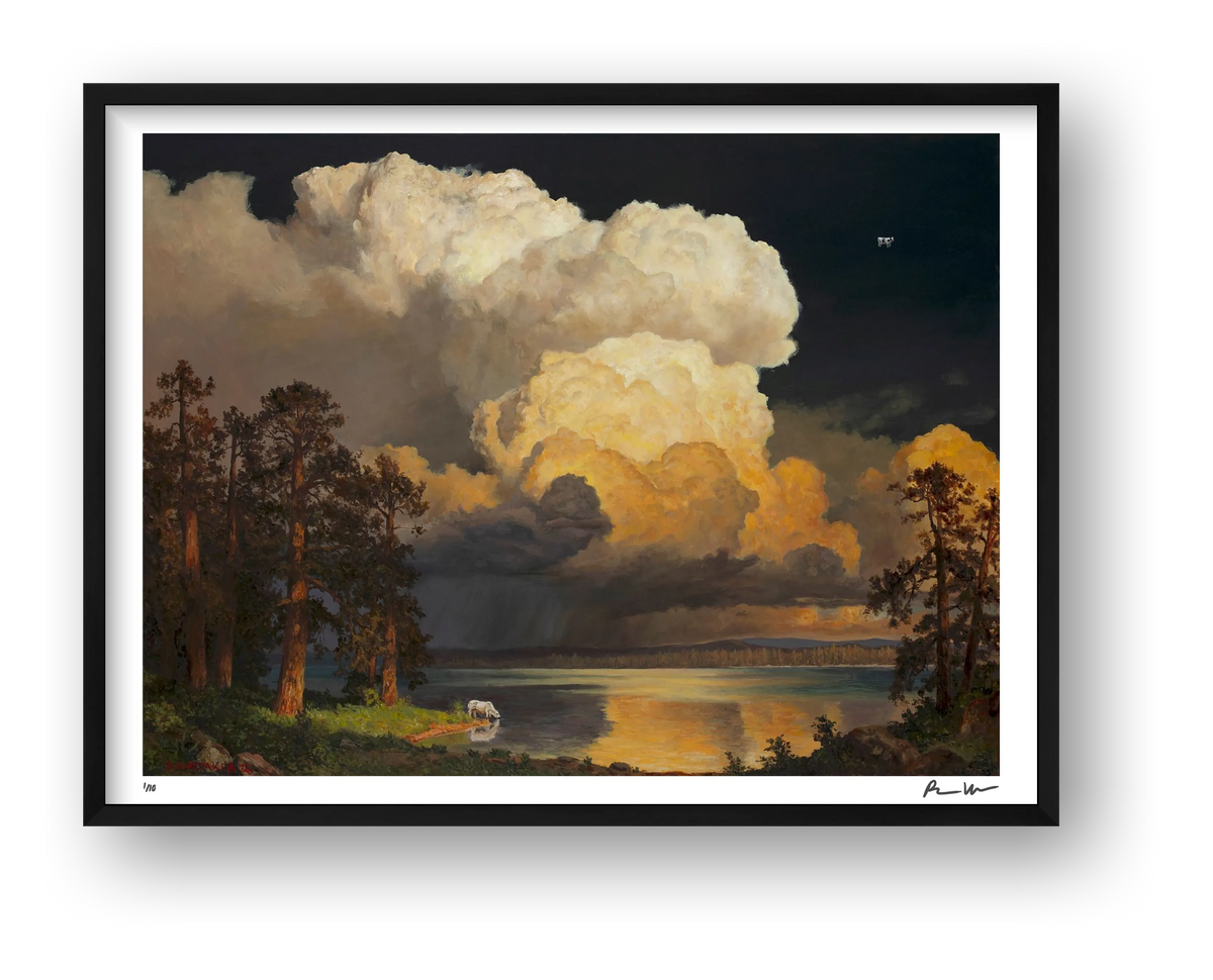 Dark Clouds Over Lake — framed